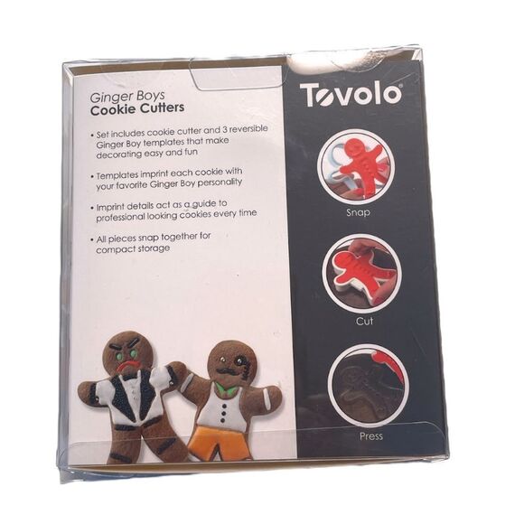 Tovolo Gingerbread Boy Cookie Cutter and 6 Stamps - Picture 3 of 12